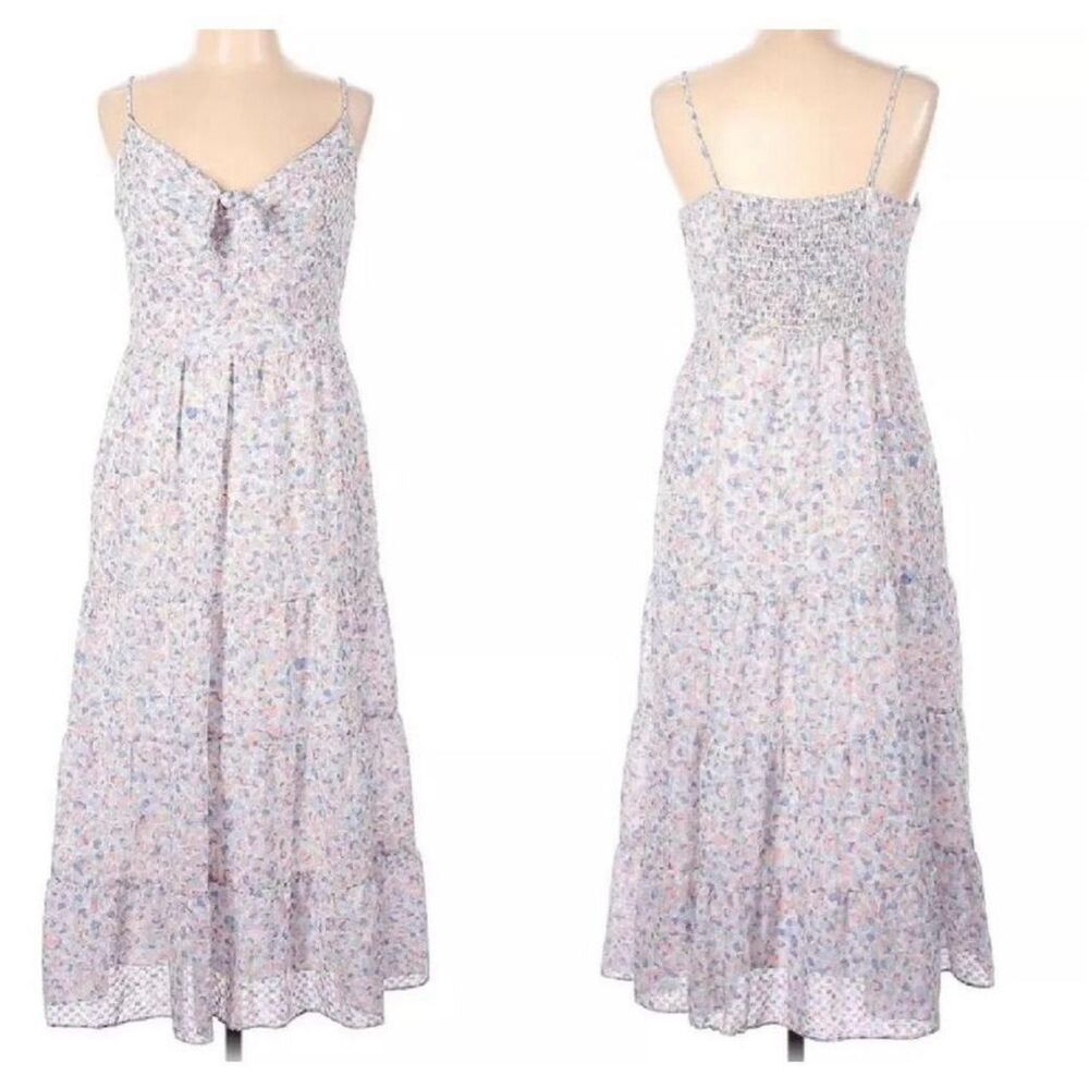 Nanette Lepore Strappy Tiered Watercolor Midi Dress size